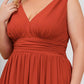 Plus Size Sleeveless V-Neck Chiffon Semi Bridesmaid Dress