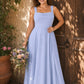 Elegant Plus Size A-Line Bridesmaid Dress with Pockets and Open Back