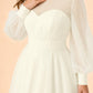 Minimalist Plus Size Wedding Gown with Sheer Long Sleeves