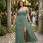 Elanthia Convertible Off-the-Shoulder Mesh Plus Size Bridesmaid Dress for Weddings - N0344