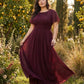 Petaline Plus Size Short Sleeve Chiffon Bridesmaid Dress N0322