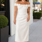 Plus Size Off Shoulder Wedding Dress with 3D Rose Detail and Ruched Fit