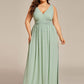 Plus Size Sleeveless V-Neck Chiffon Semi Bridesmaid Dress