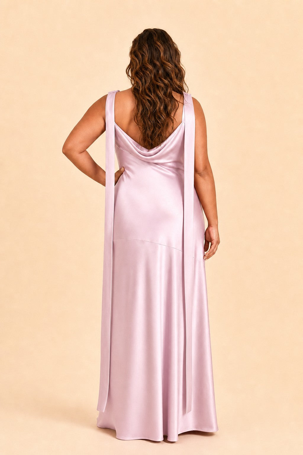 Flattering Plus Size Bridesmaid Dress with Asymmetric Neck and Draped Elegance