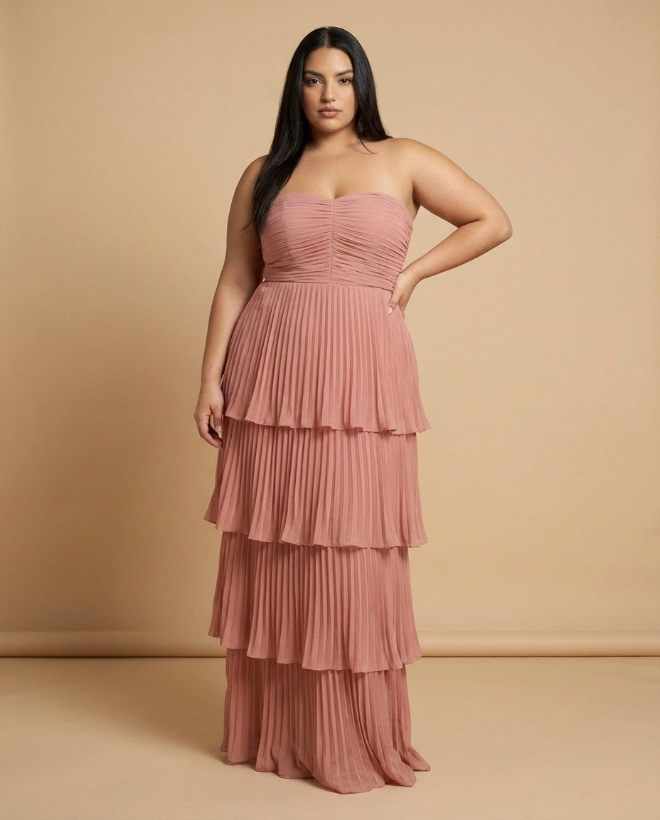 Chantarae Romantic Plus Size A Line Chiffon Bridesmaid Dress Sweetheart Floor Length Formal Gown For Wedding Guest Prom Wedding Events - N0372