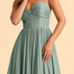 Ruched Satin Bridesmaid Dress with Open Back and Side Slit