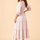 Romantic Plus Size Satin Bridesmaid Dress with Ruffles and Hidden Pockets