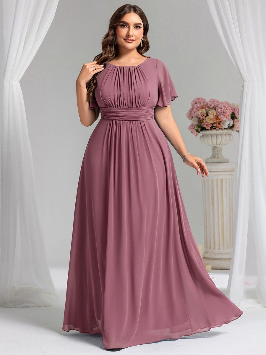Plus Size Simple Chiffon Pleated A-Line Bridesmaid Dress