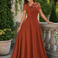 Plus Size Backless A-Line Formal Gown with Floral Appliqué and Satin Skirt