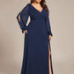 Plus Size Open Lantern Sleeve A-Line Bridesmaid Dress