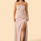 Plus Size Strapless Bridesmaid Dress with Mermaid Silhouette and Embroidered Bodice