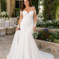 Plus Size Wedding Dress with Off Shoulder Lace Sleeves and Cathedral Train