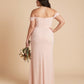 Elanthia Plus Size Off The Shoulder Mesh Bridesmaid Dress With Leg Slit For Wedding Party -N0346