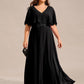 Plus Size Chiffon Formal Maxi Dress with Batwing Sleeves