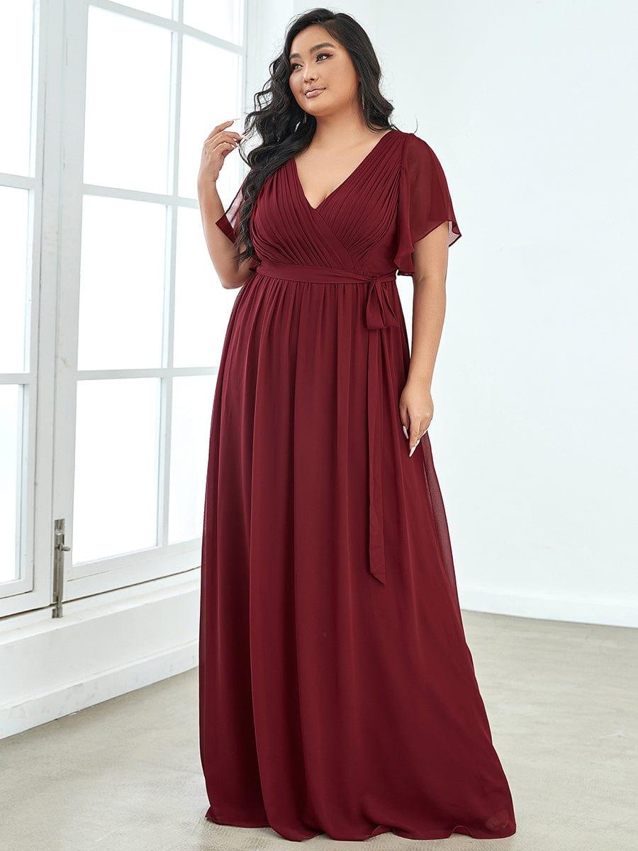Plus Size Chiffon Tie-Waist Evening Dress