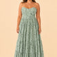 Romantic Floral Print Strapless Bridesmaid Dress with Open Back Detail