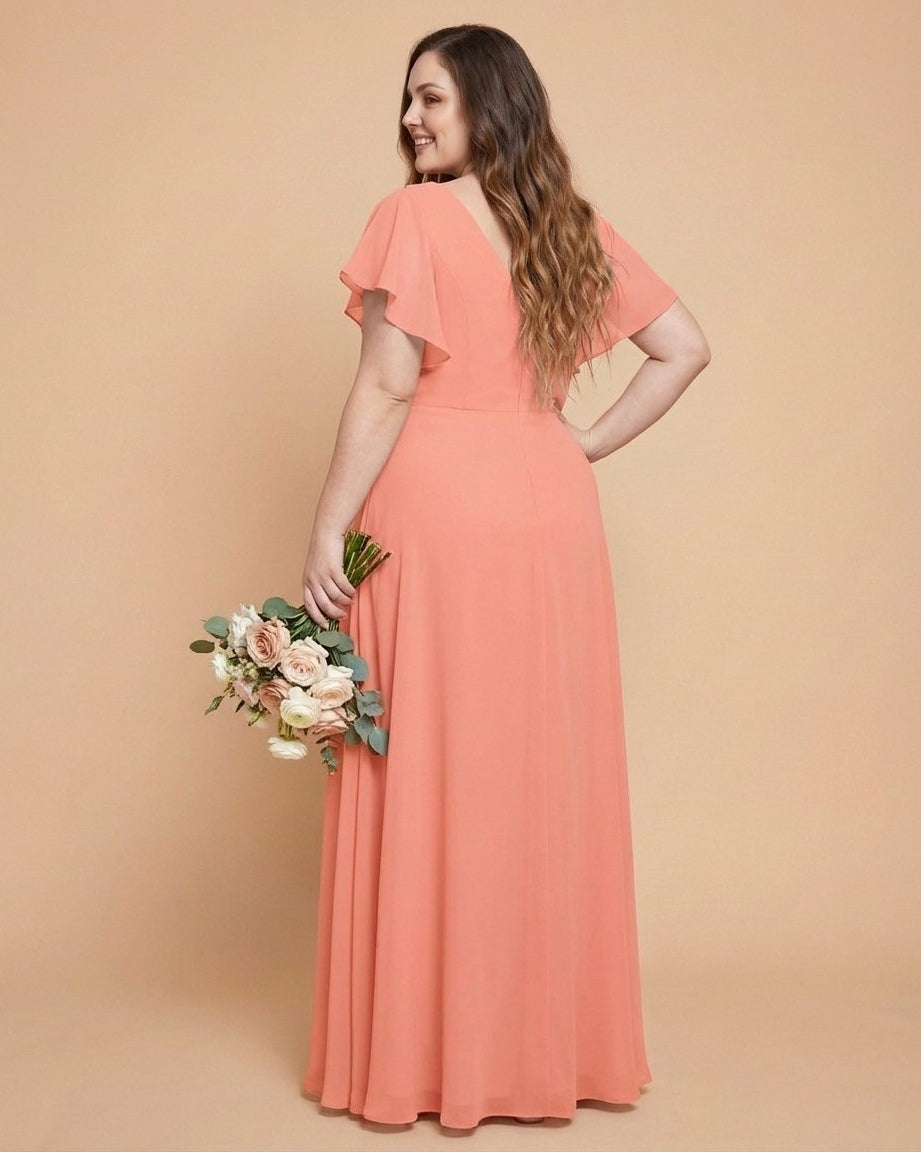 Avenleigh Plus Size Classic A-Line Chiffon Bridesmaid Dress Floor Length for Wedding - N0330