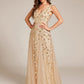Plus Size Sparkling Sleeveless Leaf Sequin A-Line Formal Evening Dress