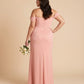 Elanthia Plus Size Off The Shoulder Mesh Bridesmaid Dress With Leg Slit For Wedding Party -N0346