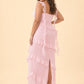 Plus Size Ruffle Maxi Bridesmaid Dress with Flowy Silhouette for Weddings and Formal Events
