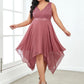 Plus Size Stunning V Neck Prom Lace Dress for Women
