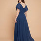 Avenleigh Elegant Plus Size Chiffon A-Line Bridesmaid Gown Flowy Skirt - N0335