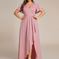 Plus Size Glitter Ruffled High-Low Front Slit Evening Dress