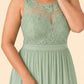 Plus Size Lace Bridesmaid Dress with Slit and Pockets Elegant A-Line Chiffon Open Back Formal Gown