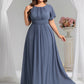 Plus Size Printed Chiffon Pleated Maxi Wedding Guest Dress