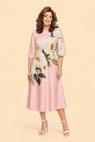 Romantic Flower Print Wedding Guest Dress with Puff Sleeves and Full Skirt for Special Celebrations