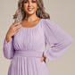 Plus Size See-Through Puff Sleeve Chiffon Mother Dress