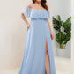 Plus Size Off the Shoulder Formal Bridesmaid Dress with Thigh Split