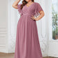 Plus Size Pleated Tie-Waist Chiffon Bridesmaid Dress