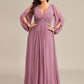 Stylish Plus Size Chiffon Formal Evening Dresses with Long Lantern Sleeves