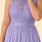 Plus Size Lace Bridesmaid Dress with Slit and Pockets Elegant A-Line Chiffon Open Back Formal Gown