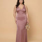Silvarelle Elegant Stretch Satin Plus Size Bridesmaid Dress with Lace Trim for Weddings - N0359