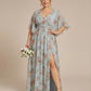Petaline Romantic Plus Size A-Line Bridesmaid Dress with V-Neck Pleated Chiffon - for Weddings N0301