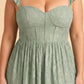 Plus Size A-Line Bridesmaid Dress with Floral Burnout Fabric Ruched Bodice and Slit Detail