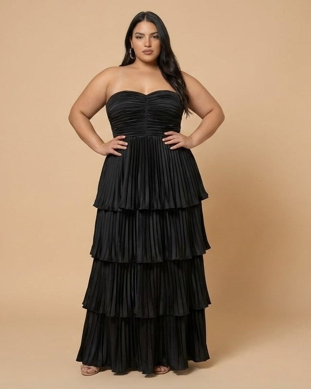 Chantarae Sophisticated Plus Size A-Line Satin Charmeuse Bridesmaid Gown - N0380