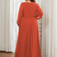 Stylish Plus Size Chiffon Formal Evening Dresses with Long Lantern Sleeves