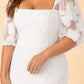 Romantic Lace Appliqué Wedding Gown Versatile Detachable Puff Sleeve Design