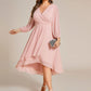 Plus Size Chiffon A-Line 3/4 Sleeves Asymmetrical Hem Wedding Guest Dress