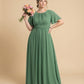 Petaline Elegant Plus Size Bridesmaid Dress with Pleated A-Line Silhouette N0323