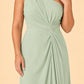 Floor-Length Chiffon Evening Gown with Single Shoulder and Side Slit