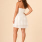 Plus Size Strapless Bridal Mini Dress with Cross Layered Chiffon and Romantic Draping