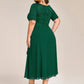 Plus Size Lace Top Short Sleeve A-Line Split Round Neck Formal Dress