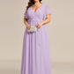 Plus Size Pleated Tie-Waist Chiffon Bridesmaid Dress