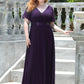 Plus Size Empire Waist V Back Bridesmaid Dress with Short Sleeves