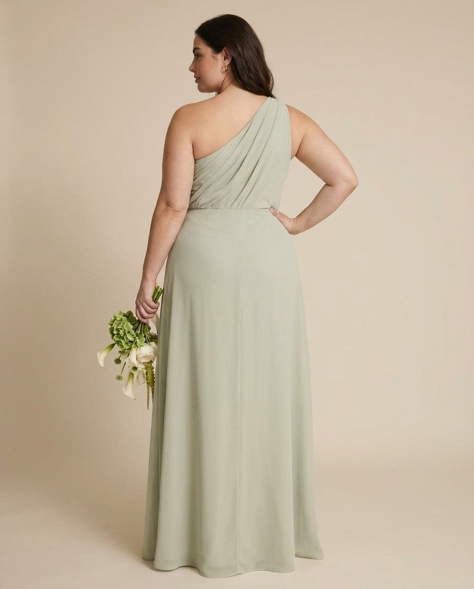 Whisperfall Plus Size Sculpting Panel One Shoulder Bridesmaid Dress - N0321