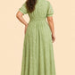 Plus Size Floral Sequin Bridesmaid Dress with Puff Sleeves and A-Line Skirt